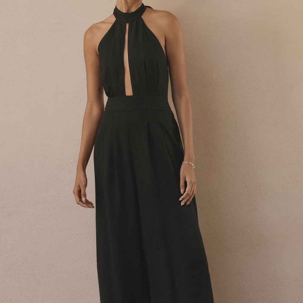 Anthropologie Black Cut Out Backless Jumpsuit